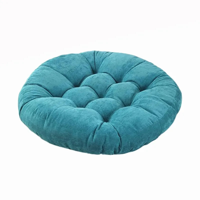 Thick Large Round Cushion,Soft & Comfortable Full-Filled Meditation Yoga Pillow, Bohemian Zen Home Decor in Vibrant Water Blue