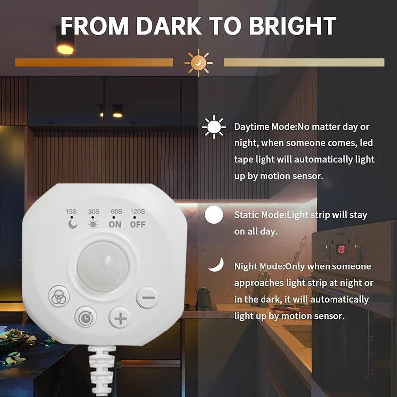 Motion Sensor Stair Lights With Chase Effect Under Bed Lights Under Cabinet Lights, Motion Activated Led Light Strip for Home