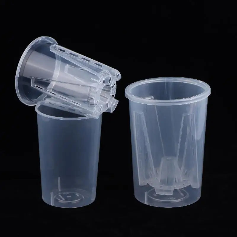 Double-Layer Automatic Watering Flower Pot Plastic Transparent PlanterW Holes Butterfly Orchid Root Control Pots Gardening Tool