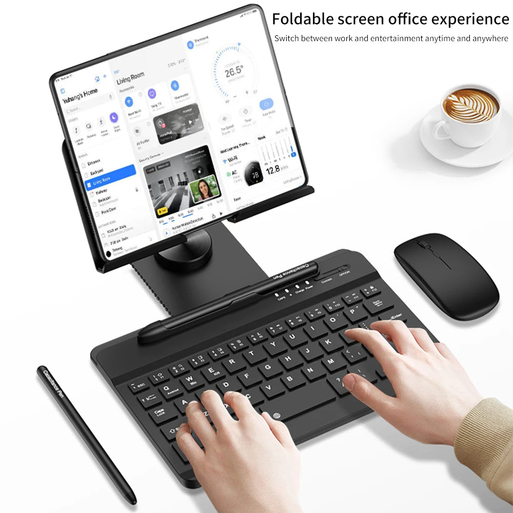 Wireless Keyboard and Mouse for Samsung Galaxy Z Fold Set - Navy/Black/Silver Tidesmit