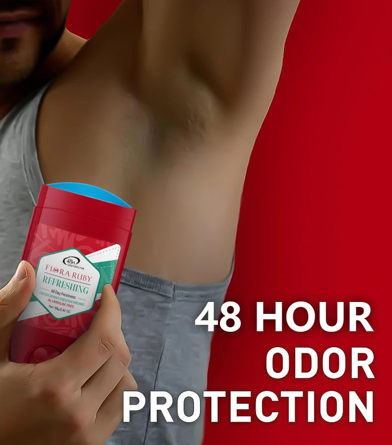 Tidesmit Flora Ruby 68g stick antiperspirant for men, provides 48-hour odor protection and long-lasting scent.