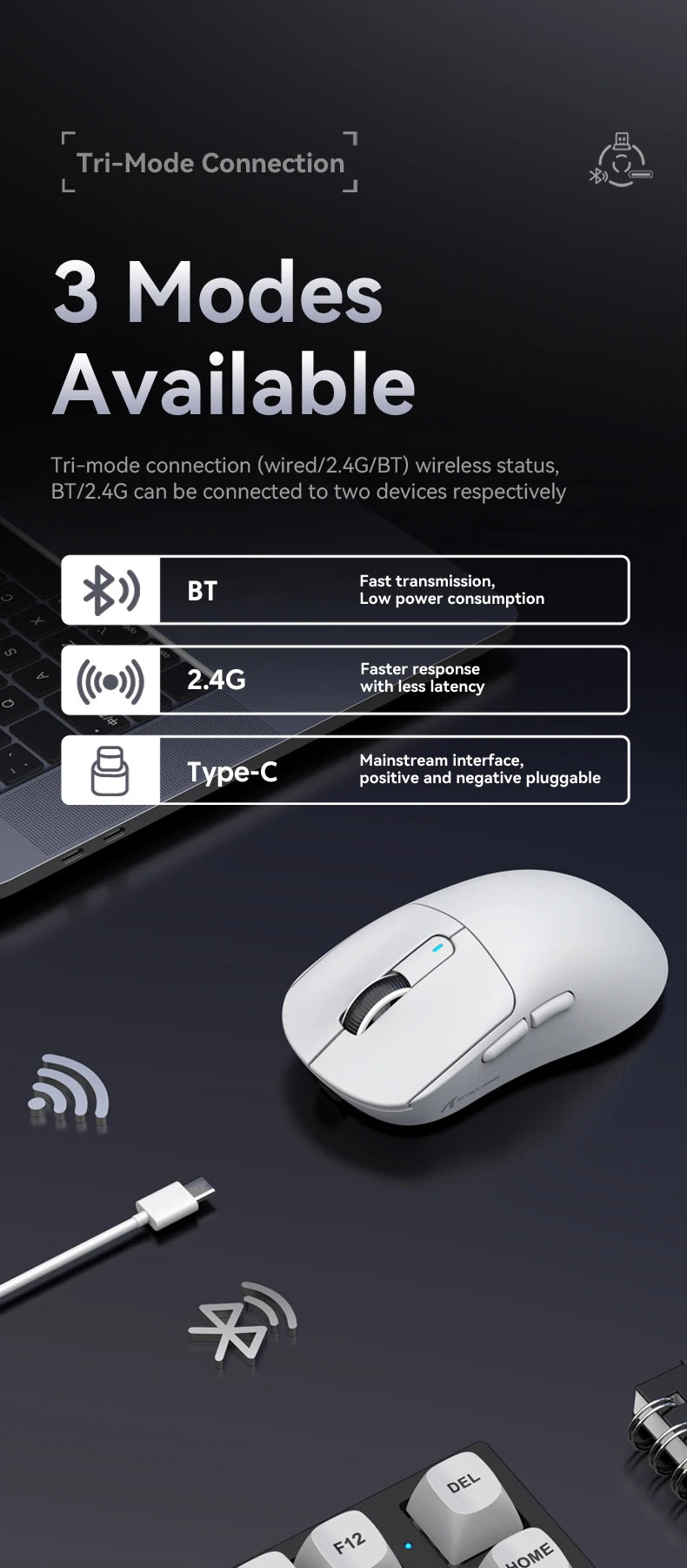 Attack Shark X3 X3Pro Wireless Tri-Mode Gaming Mouse 26K DPI PAW3395 Computer Gaming Peripherals CSGO Valorant Office Gift