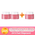 Three cylindrical pink jars of Korean capsule face cream with white lids and a "Buy 2 get 1 Free" promotional banner.