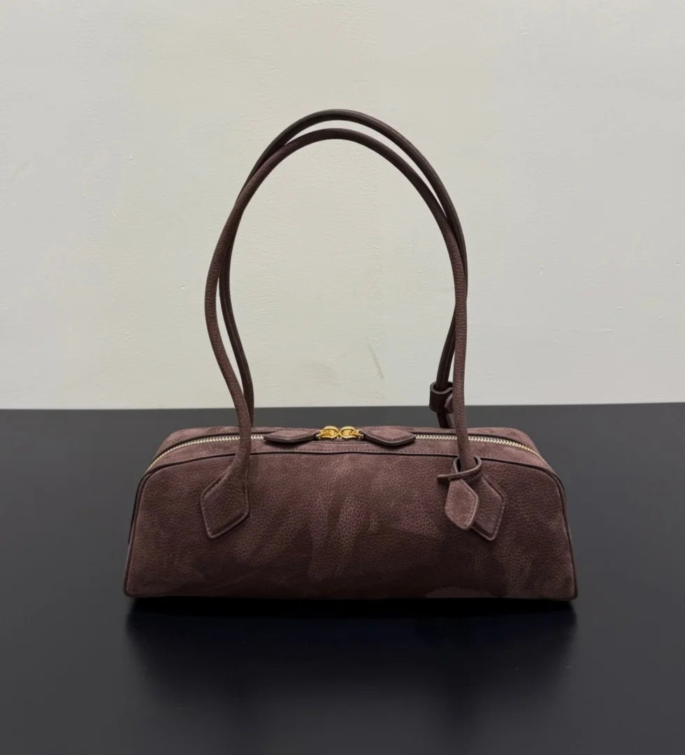 2026 high-quality genuine leather sausage bag, high-end customized high silk gloss leather handbag, women's shoulder bag