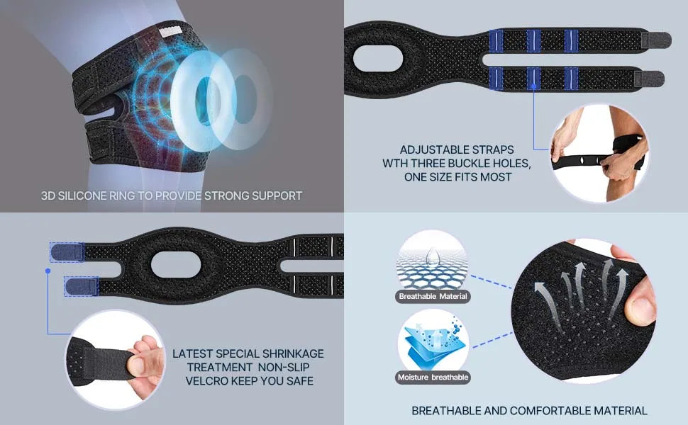 Patella Knee Brace for Women Men,Patellar Tendon Support Strap for Arthritis Tendonitis Running  Knee Hiking Basketball-1 pair