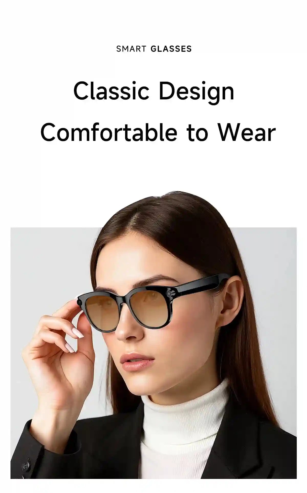 AI Smart Glasses with Real-Time Translation & HD Video Camera - White Tidesmit