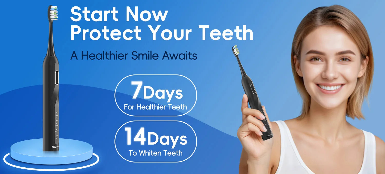 Mornwell T38 Electric Sonic Toothbrush USB Charge Rechargeable Waterproof Electronic Tooth Brushes 8 Replacement Heads Adult