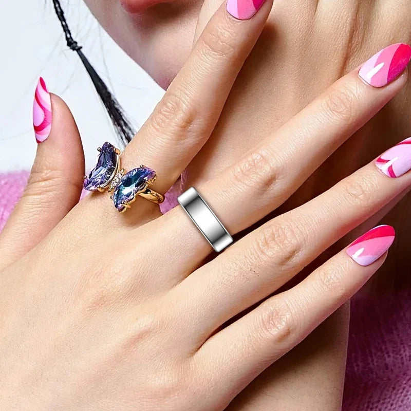 Women Men Fashion Smart Ring Fitness Tracker Health Sleep Monitor Blood Pressure Heart Rate Oxygen Monitor for Running, hiking