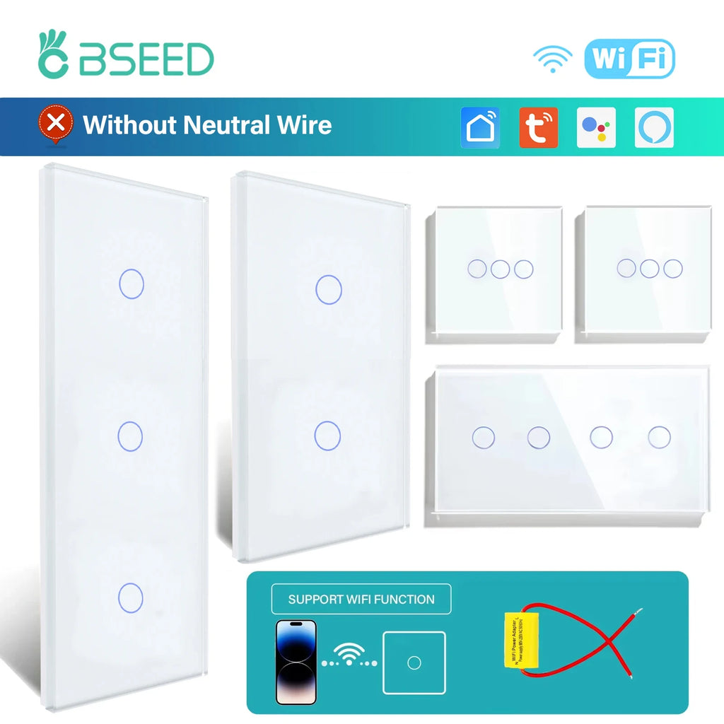 WiFi Smart Light Switch Touch Glass Panel - App-Controlled Automation Tidesmit