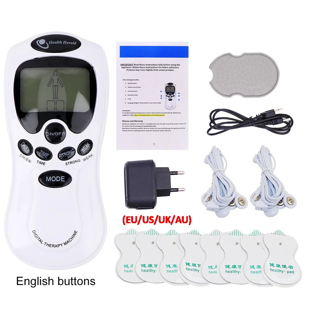 EMS Tens Unit Muscle Massager: Portable Deep Tissue Pain Relief Body Shaping Massage Equipment English Set Tidesmit