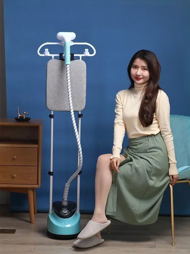 Tidesmit double rod vertical garment steamer with ironing board for fast home fabric wrinkle removal