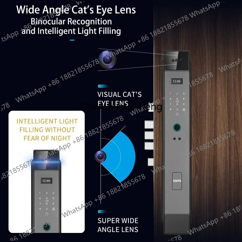 3D Face Real-time Intercom Smart Door Lock Biometric Electronic Security Camera Intelligent Fingerprint Password Key Unlock