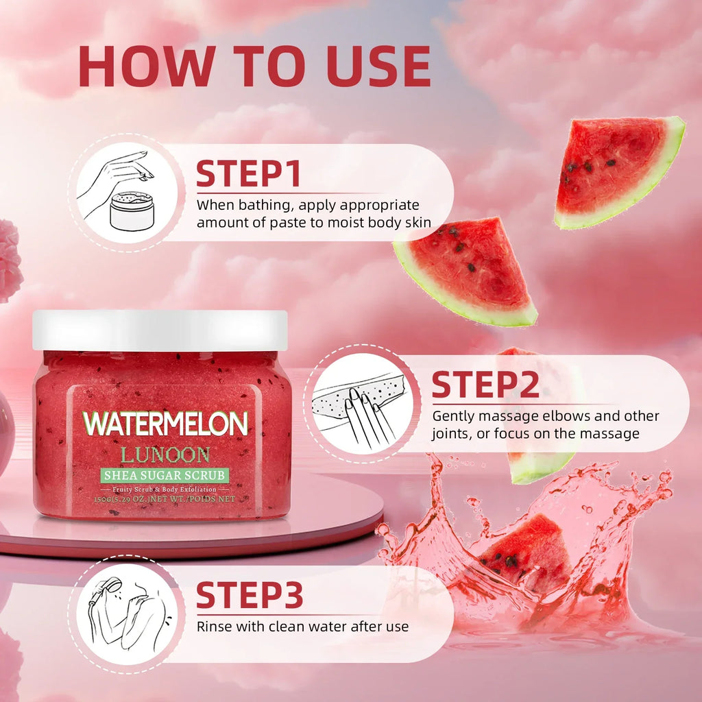 Watermelon Shea Sugar Scrub | Smoothing Body Exfoliator - 150g Scrubs Treatments Tidesmit