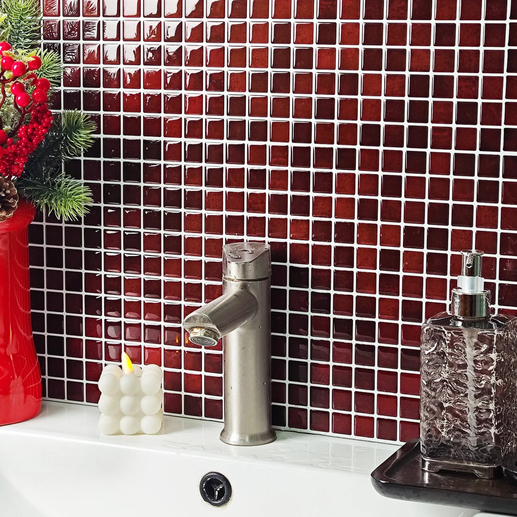 10 Sheets Brick Wall Stickers 3D Mosaic Patterned Vinyl Tiles Marble Textured Surface Wallpaper For Home Application