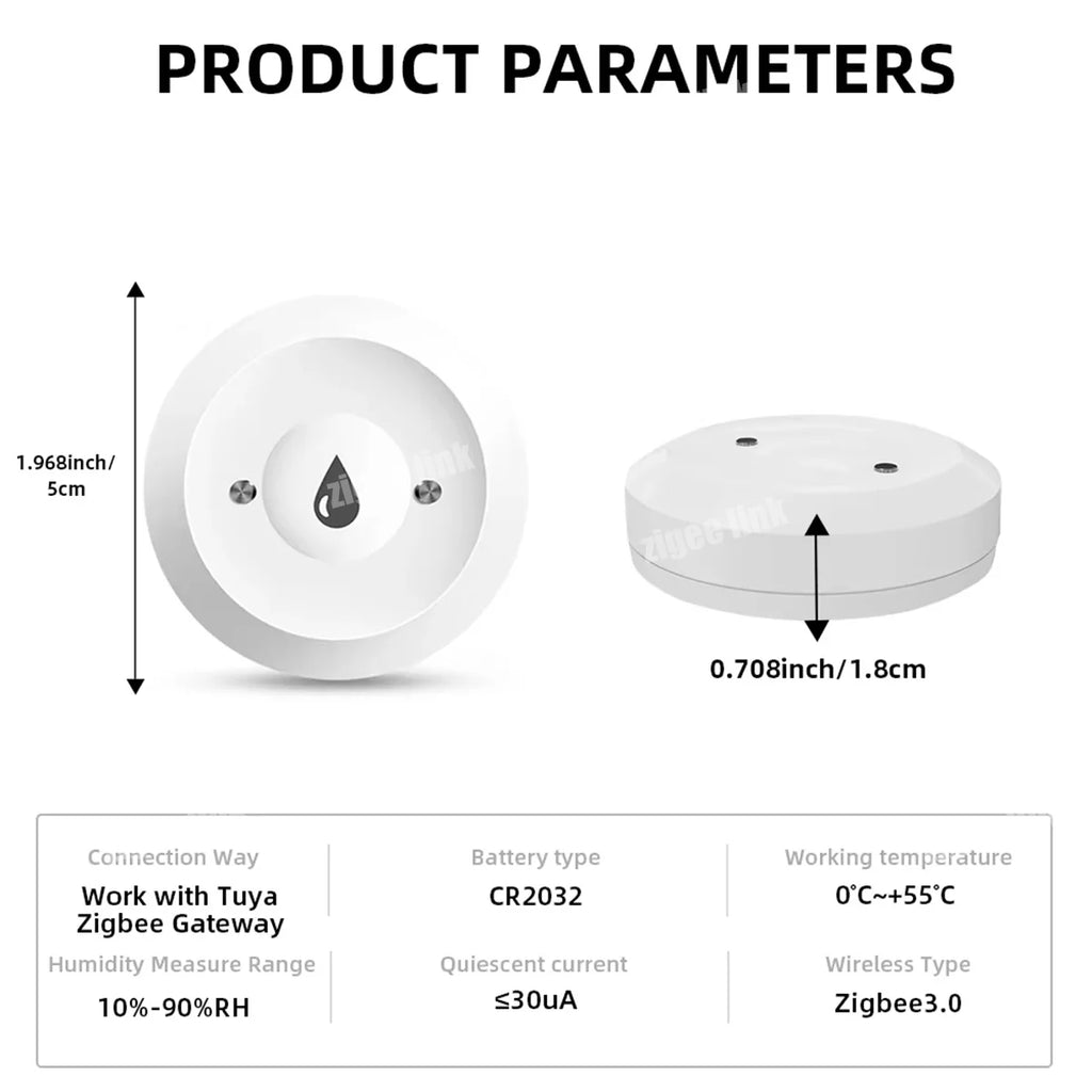 Smart Water Leak Sensor ZigBee 3.0 Flood Alarm for Home Automation Tidesmit