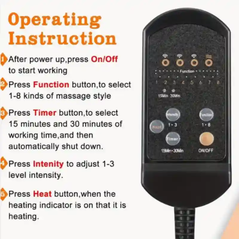 Massage Roller Seat Cushion with 8 Modes - Heat Therapy Back Support Massage Roller Tidesmit
