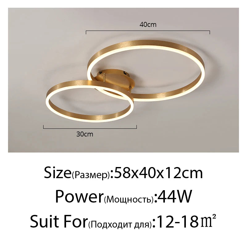 Nordic Creative Led Circle Chandeliers Bedroom Living Dining Room Lighting Chandelier Golden Brown Glossy Lamp Home Indoor Lamps