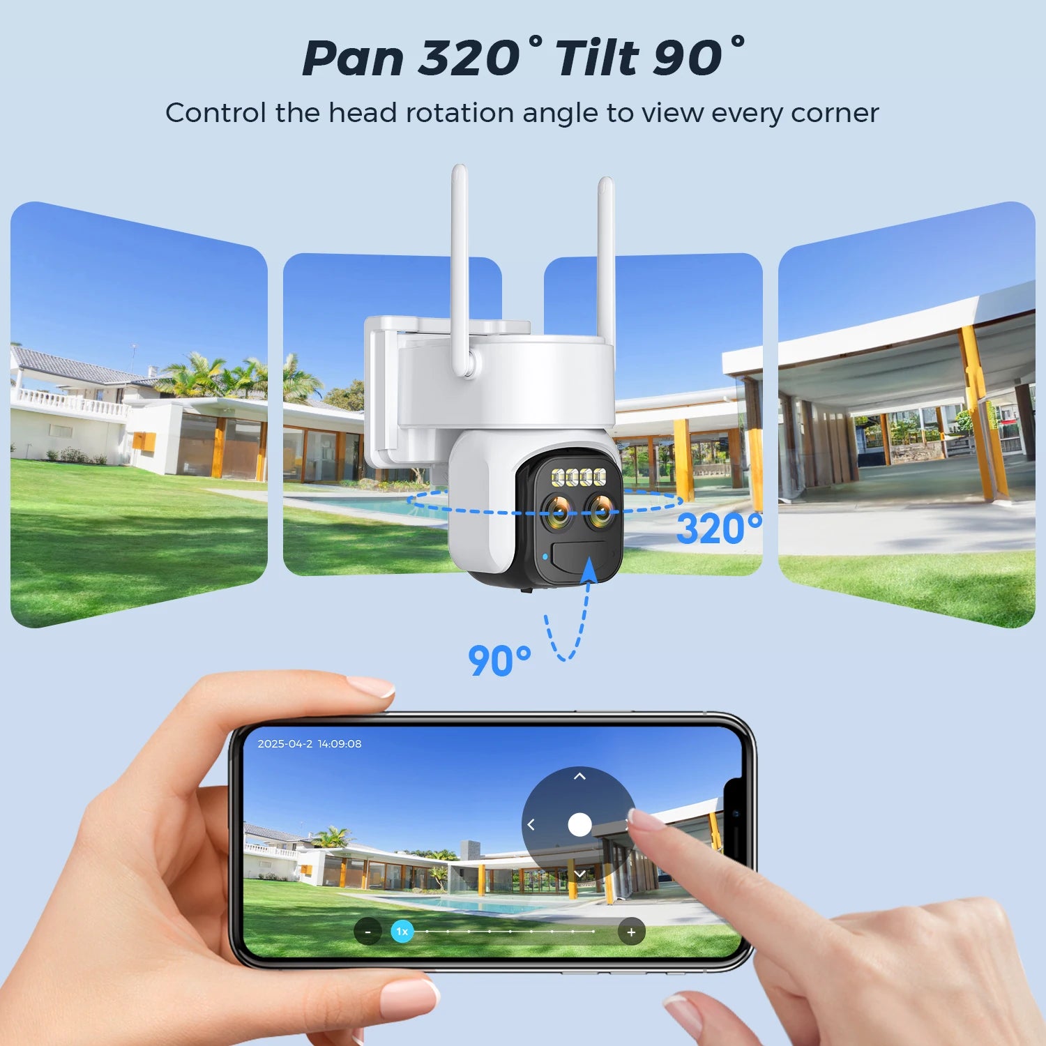 10MP Outdoors Solar Camera 5K PTZ IP 5G Wifi Camera Built in 7500Mah Battery Human Ai Auto Detect Tracking Surveillance Camera
