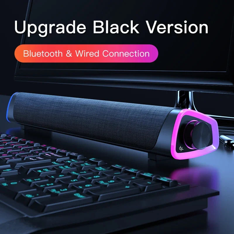 Computer Speaker Bar | 4D Stereo Wireless Audio for Desktop | Tidesmit Black Tidesmit
