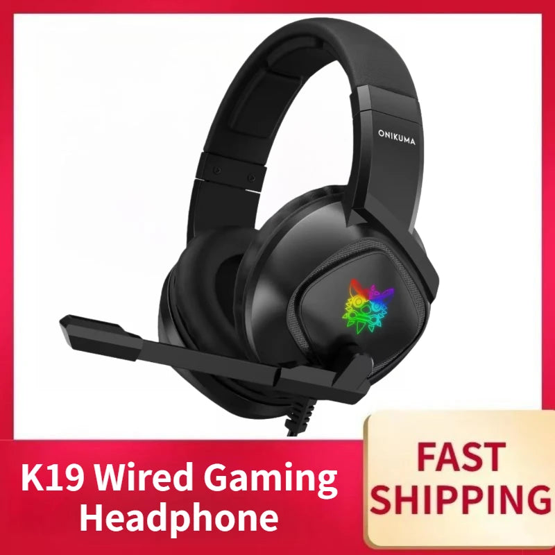 Wired Gaming Headset with Noise Canceling Mic & RGB - K19 Model Tidesmit