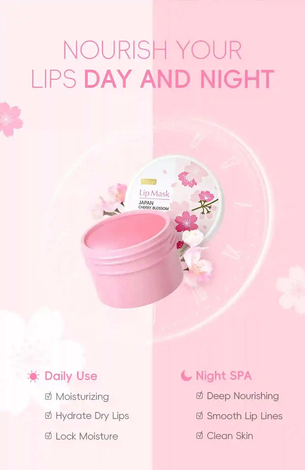 Sakura Lip Mask - Moisturizing Repair Treatment for Dry Lips 15g Lip Care Tidesmit