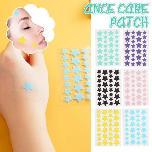 Star-shaped acne patch stickers (28 pcs), colorful stars on a sheet.