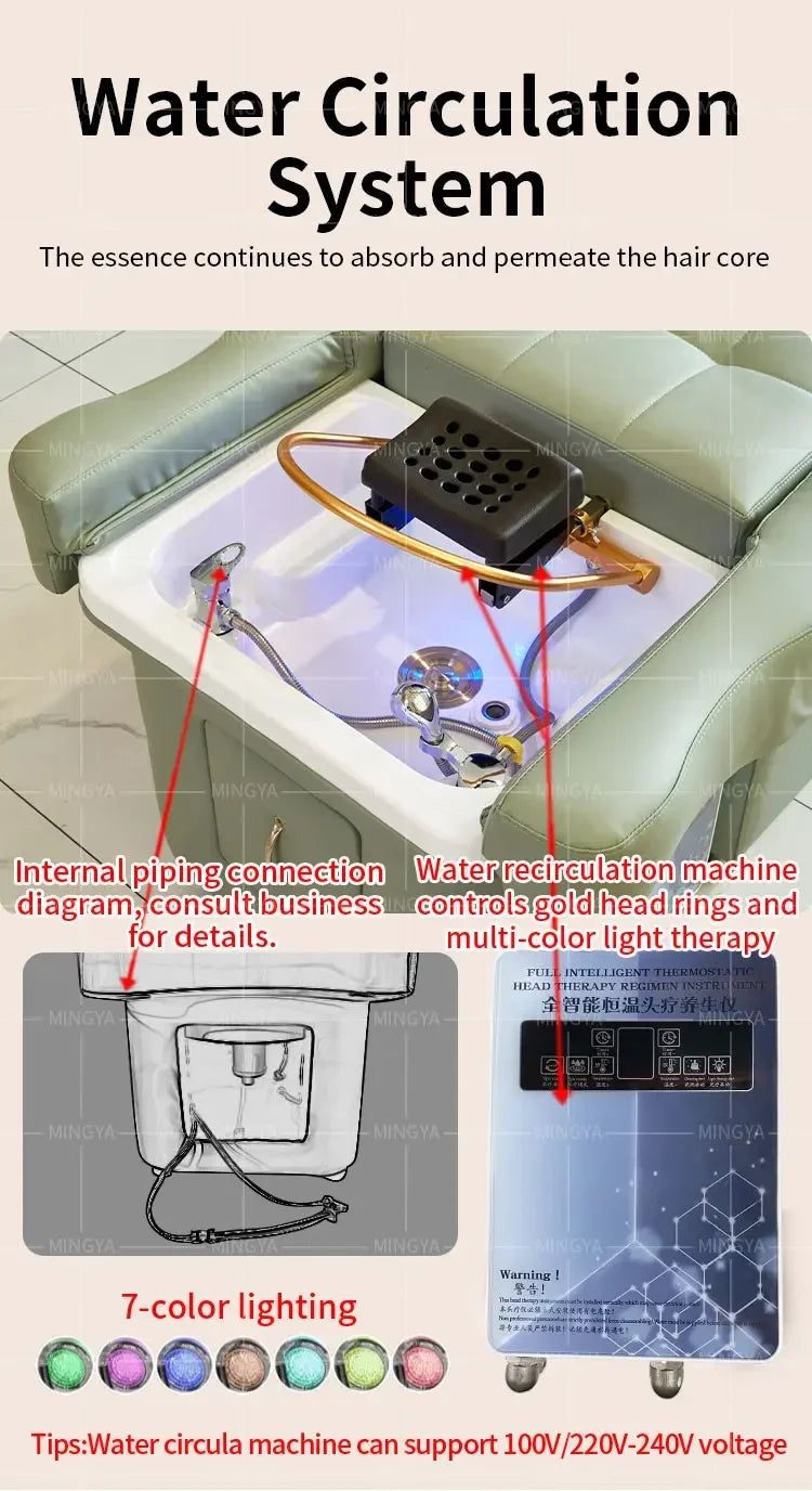Electric Shampoo Massage Bed - Professional Salon Recliner with Heat Massage Chairs Tidesmit