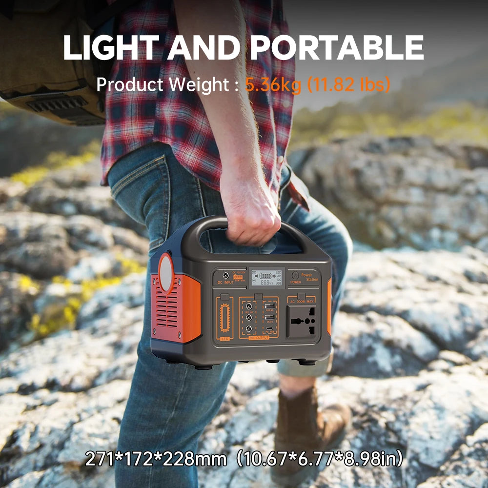 Gaiaray 300W 500W Portable Solar Generator 110V 460.8Wh LiFePO4 Battery  Power Station UPS Backup Power Bank  LED Light for Home Camping Outdoor Emergency Power