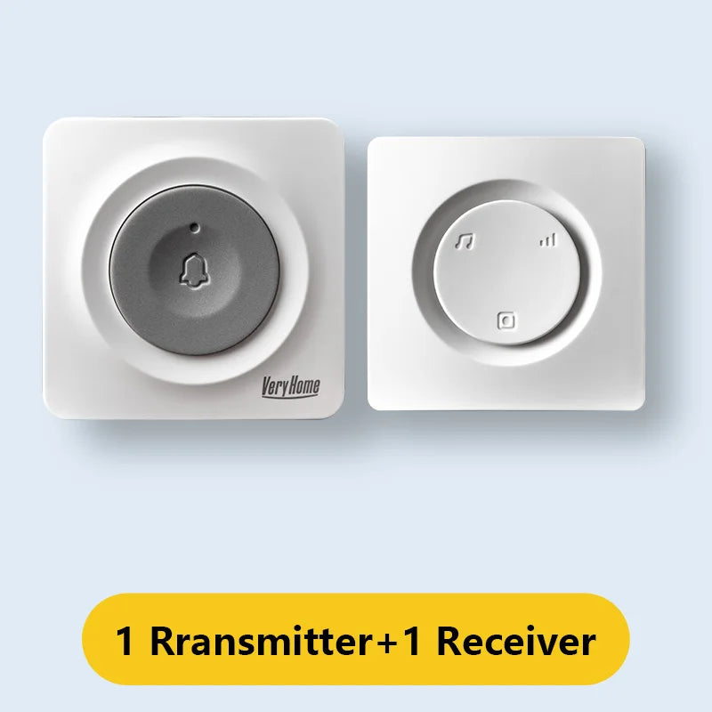 VERYHOME wireless doorbell set with one transmitter and one receiver, white