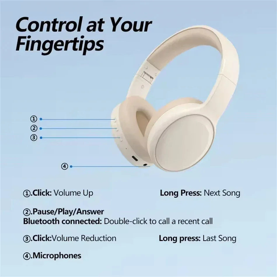 Tidesmit Wireless Bluetooth Headphones Foldable Over-Ear Mic Tidesmit
