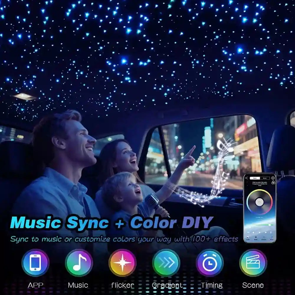 Fiber Optic Starry Sky Car Atmosphere Lamp - RGB LED Lighting Kit Tidesmit