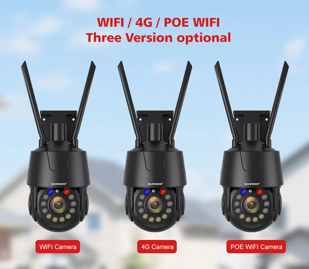 Outdoor Surveillance Camera WIFI 4G POE 8MP 5MP 30X Optical Zoom AI Auto Tracking 150M IR Distance Metal PTZ Security Camera