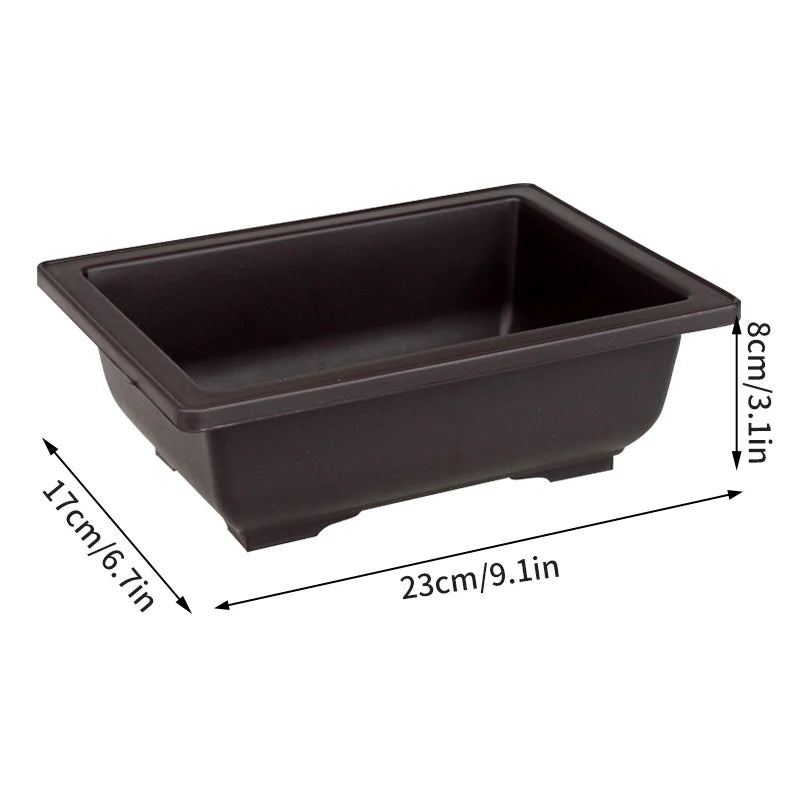Rectangular black planter pot for succulents and bonsai