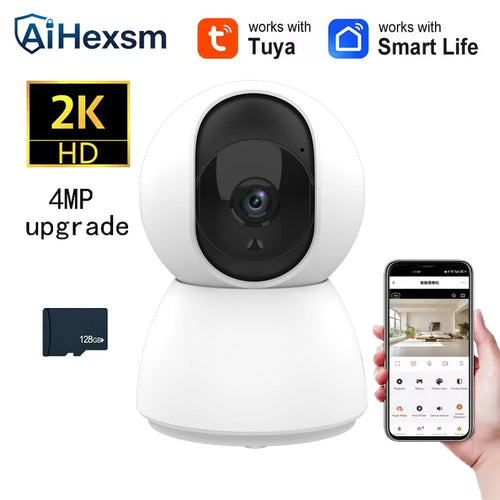 White dome-style WiFi security camera with black lens on rotating base