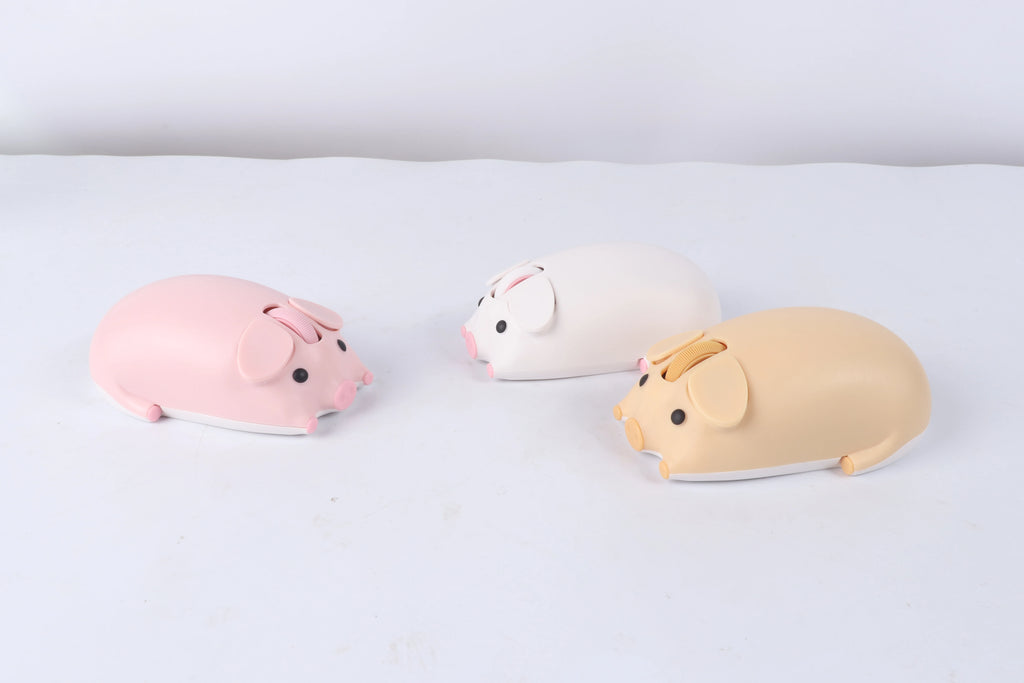 Cute 3D Little Pig Wireless Mouse 2.4G Bluetooth Dual-mode Silent For Women Office Laptop PC