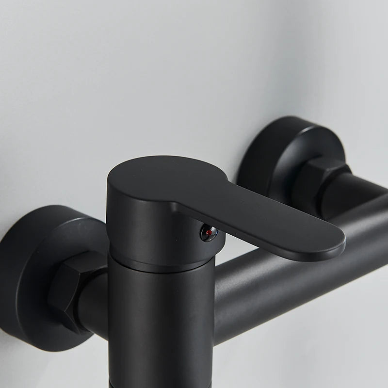 Matte Black Bathtub Faucet Swivel Spout Shower Faucet Wall Mounted Hot Cold Water Mixer For Bathroom Chrome Bath Shower Faucet