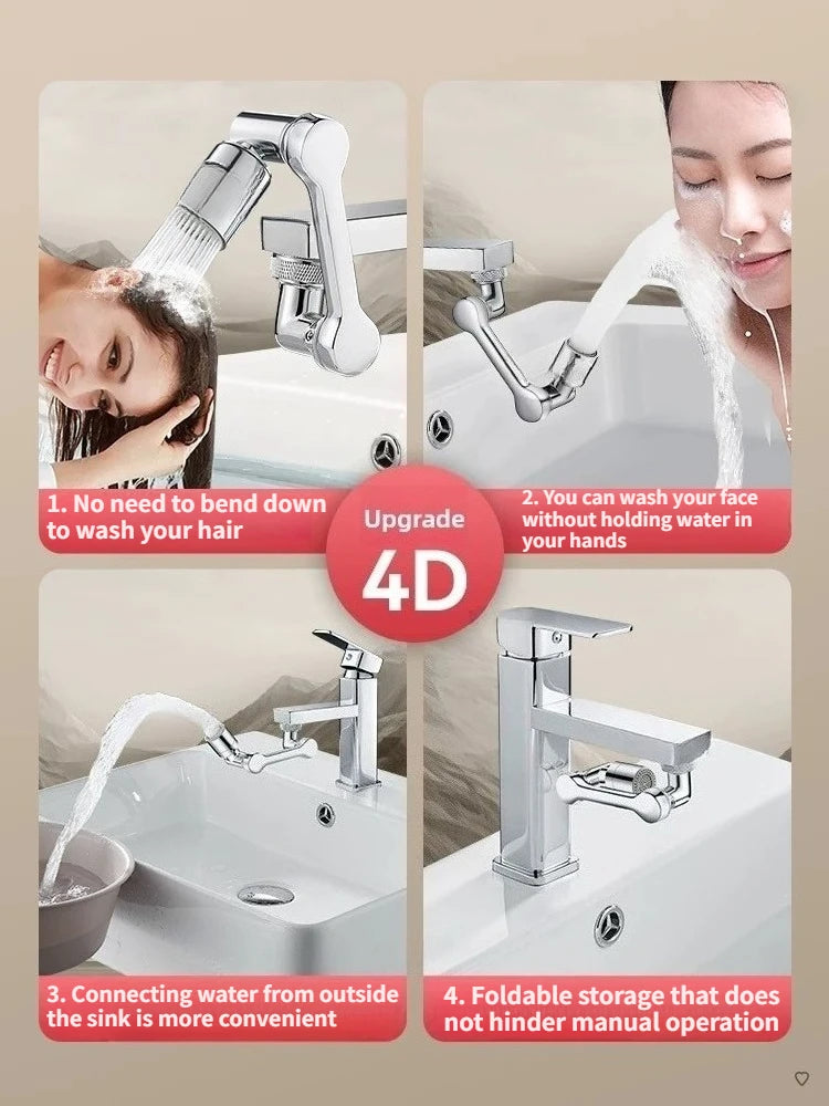 Robotic Arm Universal Faucet Extender Rotatable Nozzle Washbasin Multi-functional Universal Connector Splash-proof Artifact