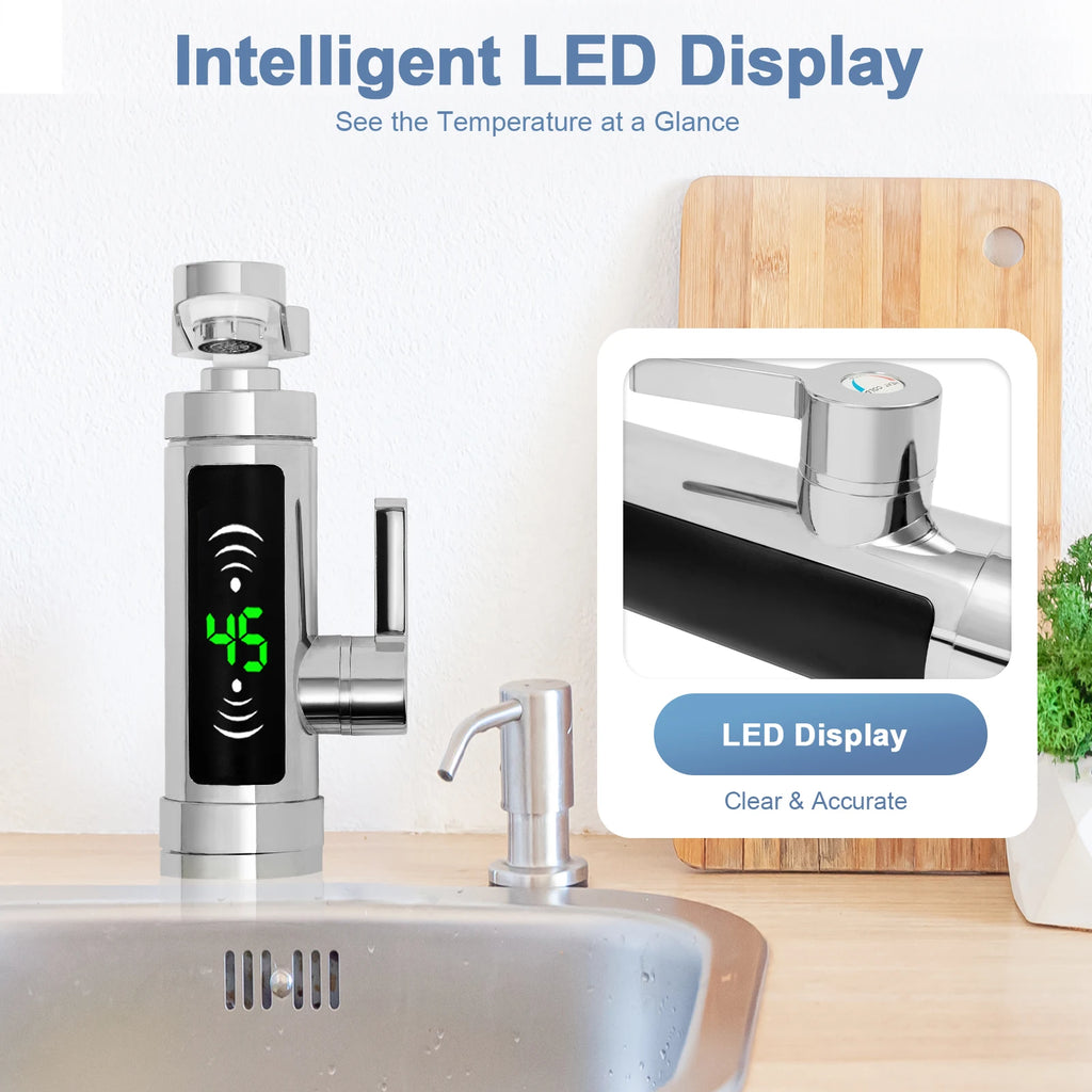 3KW Electric Fast Heating Waterfall Tap Electric Instantaneous Water Heater for Kitchen Bathroom