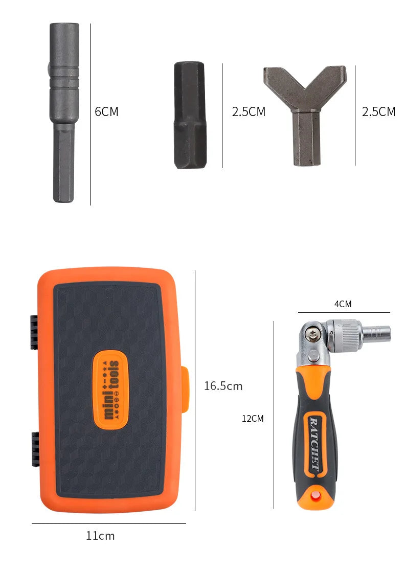 38pcs Professional Motorcycle Bicycle Maintenance Tool Set Quick Hand Tool Ratchet Screwdriver Sleeve Portable for Bike Repair