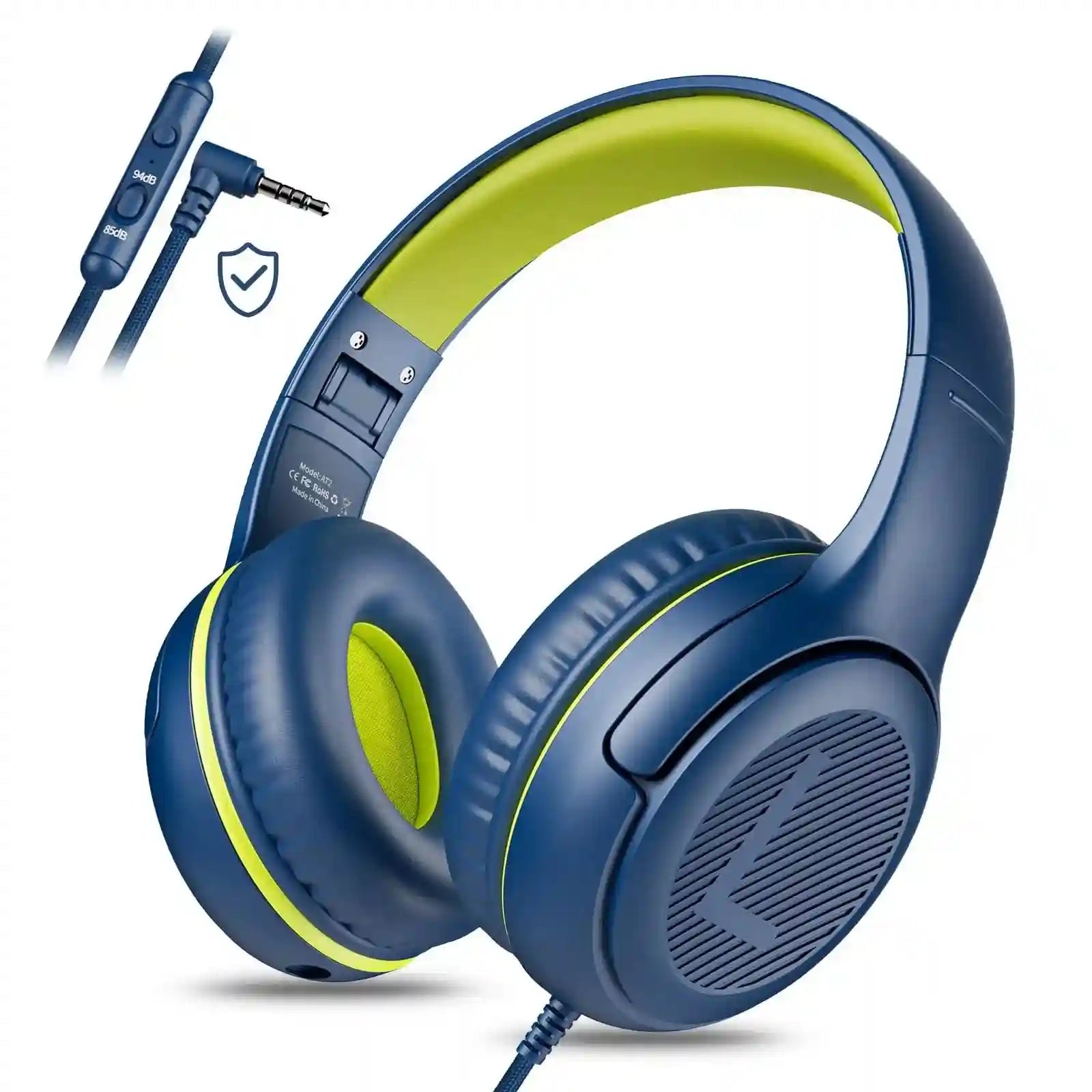 Kids Wired Headphones with Microphone - Foldable Over-Ear Tidesmit BlueGreen Tidesmit