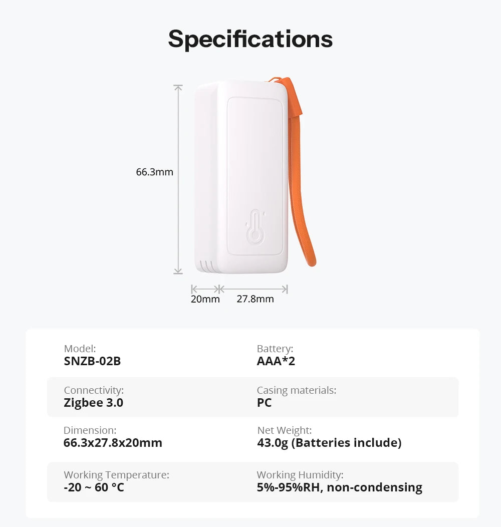 SONOFF Zigbee Temperature and Humidity Sensor Smart Home Airguard TH Lite SNZB-02B Ewelink APP Control Work With Alexa Google
