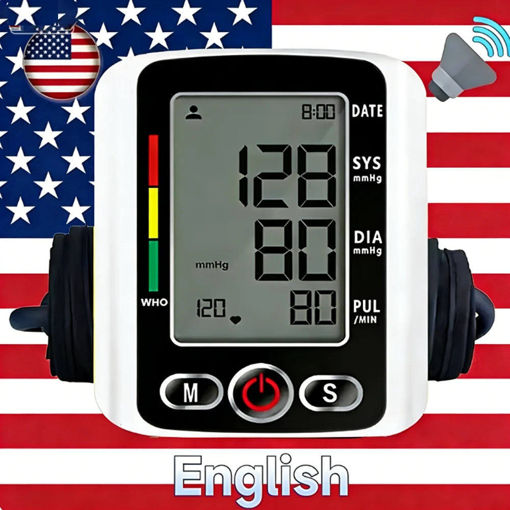 Portable Upper Arm Blood Pressure Monitor BP Monitor Automatic Tonometer Tensiometer Digital Sphygmomanometer Measurement Tool