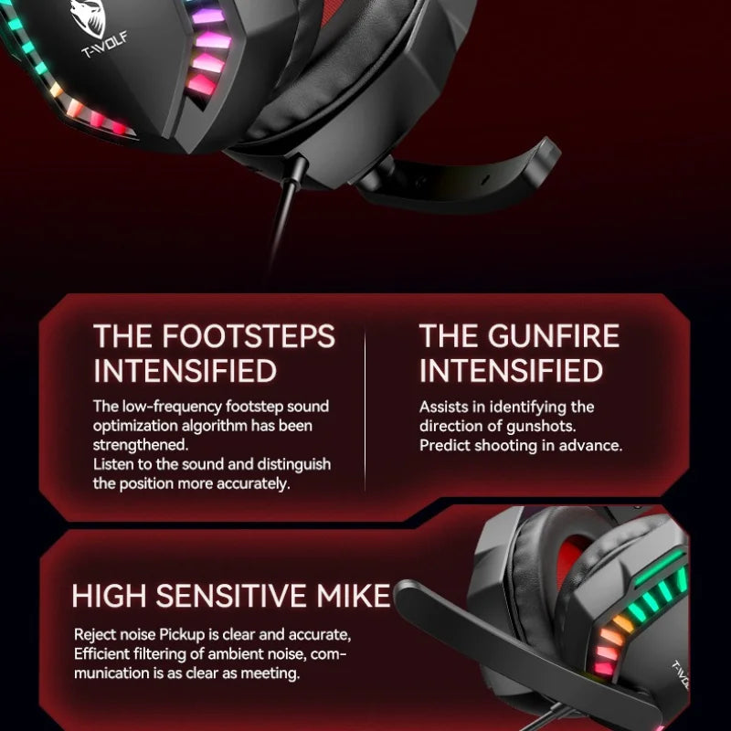 Gaming Headphones with RGB Microphone & Stereo Bass - H120 Tidesmit