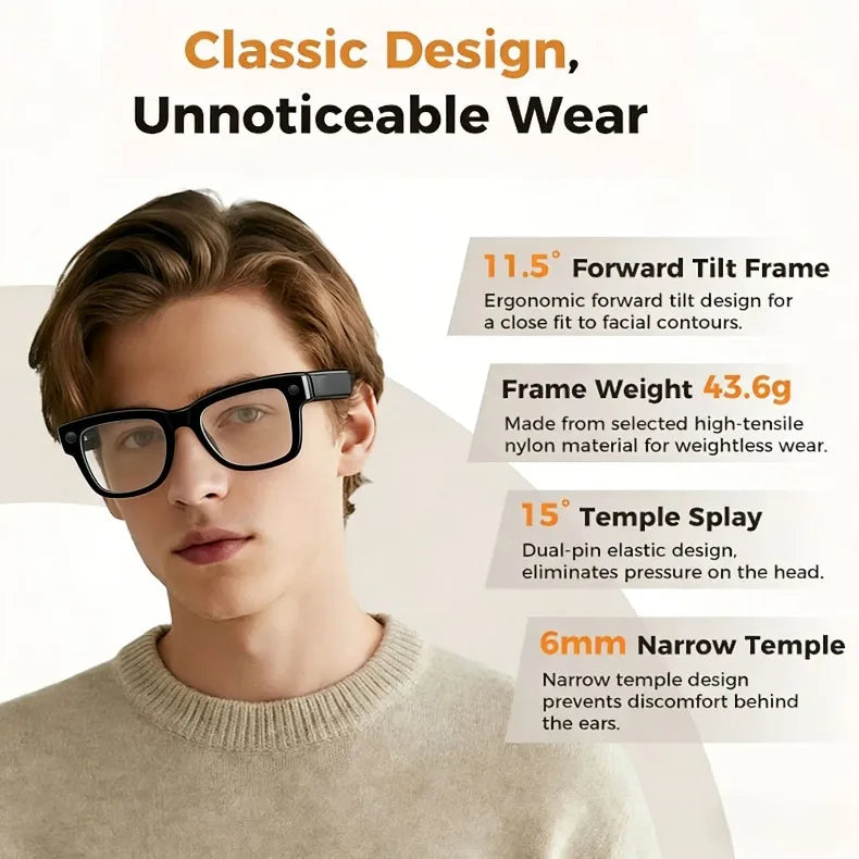 Tidesmit AI Smart Glasses: 4K Camera & Spatial Audio Bluetooth Eyewear Tidesmit