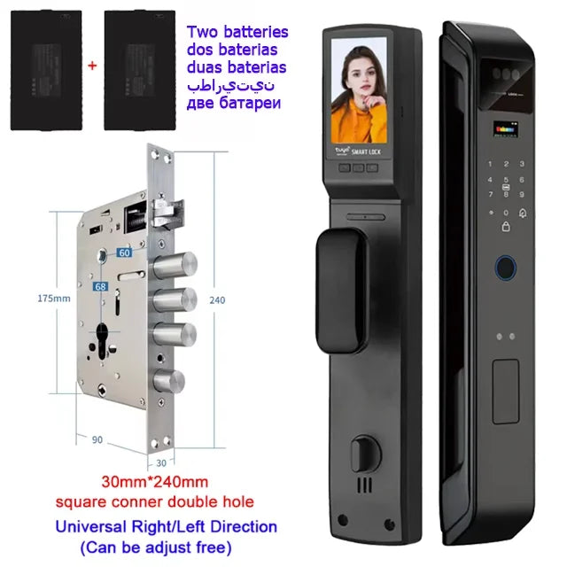 WIfi Tuya APP Remote Unlock Voice Intercom 3D Face Recognition Smart Door Lock With Camera Fingerprint Password Digitl Door Lock