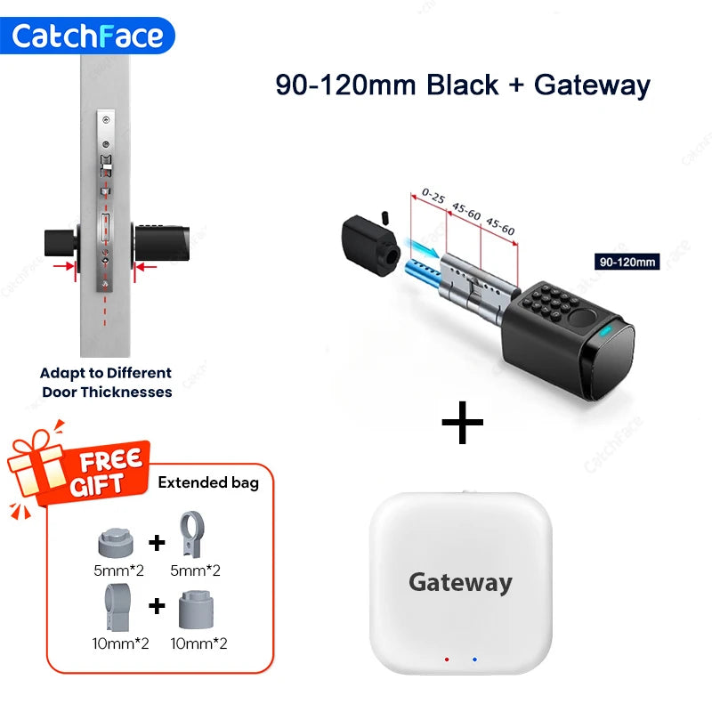 IP66 Waterproof 2026 New Generation TUYA APP Fingerprint Password Digital RFID Card Cylinder Smart Door Lock 60-90 90-120