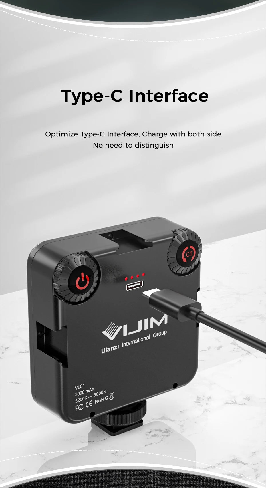 LED Video Light Dimmable Vlog Panel | 3200-5600K Adjustable Color Tidesmit