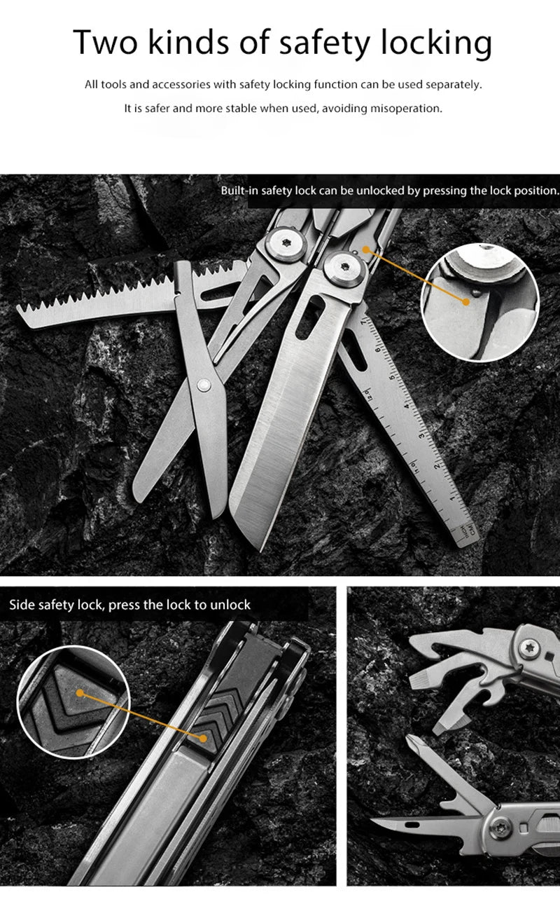 17 In 1 Mini Foldable Plier Multi Tool Folding EDC Multitool Screwdriver Pliers File Ruler Outdoor Hand Tool Sets