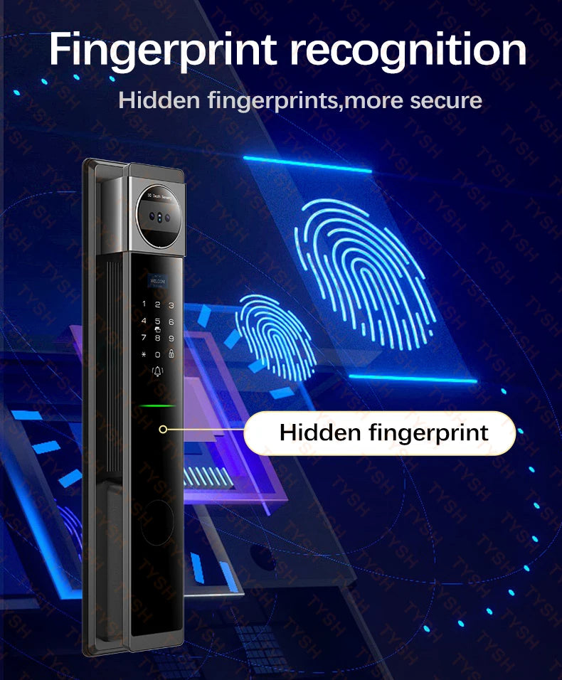 Face Real-time Intercom Smart Door Lock Biometric Electronic Security Camera Intelligent Fingerprint Password Key Unlock