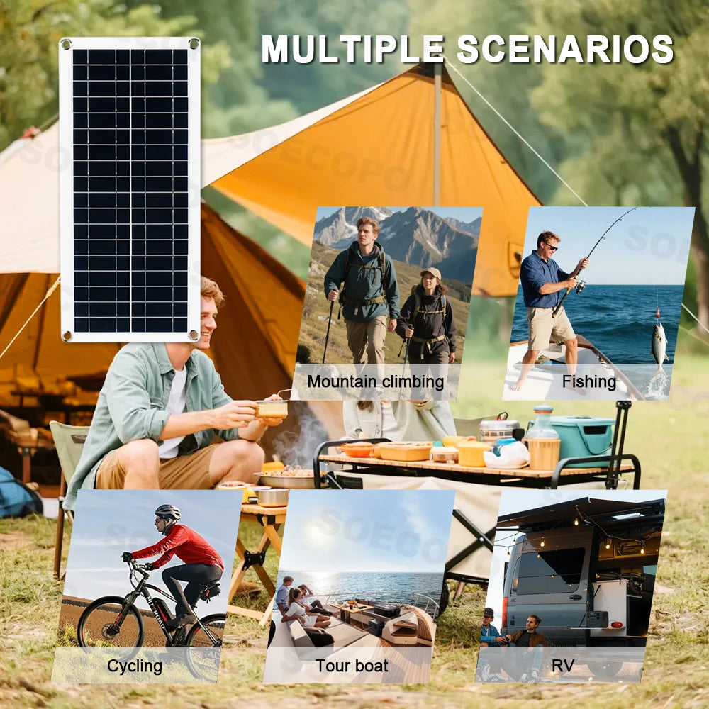 7000W Portable Solar Generator Kit 12V/24V To 110V 220V Inverter 100A Controller 200W Panel Power Mini Fridge Lights for Camping